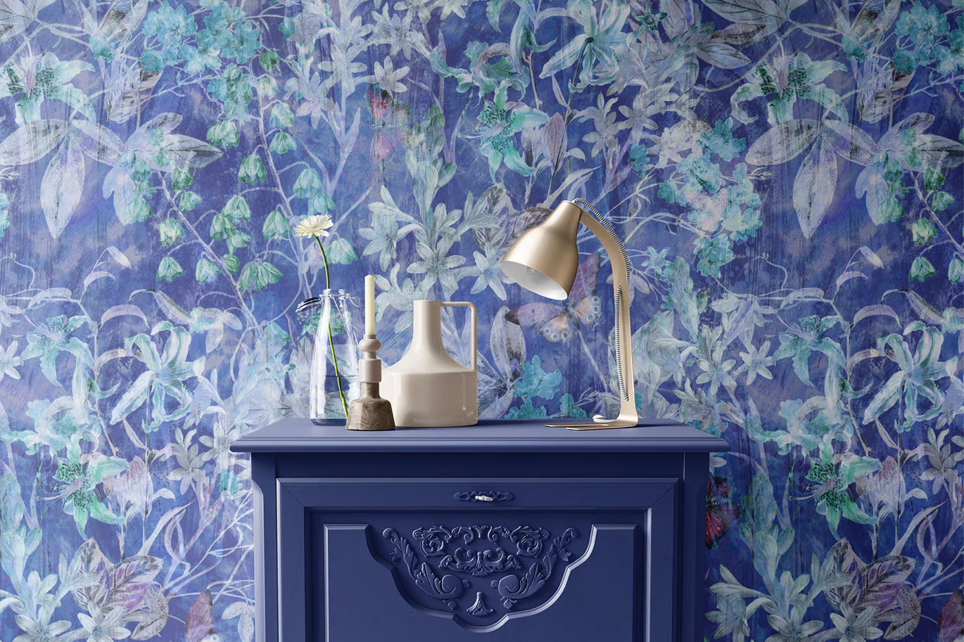 Mariposas, Flores Azul y Lavanda