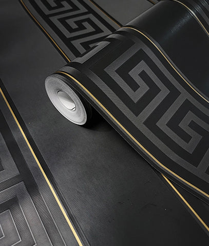 Tapiz Wallpaper Versace Grecas y Líneas - Negro