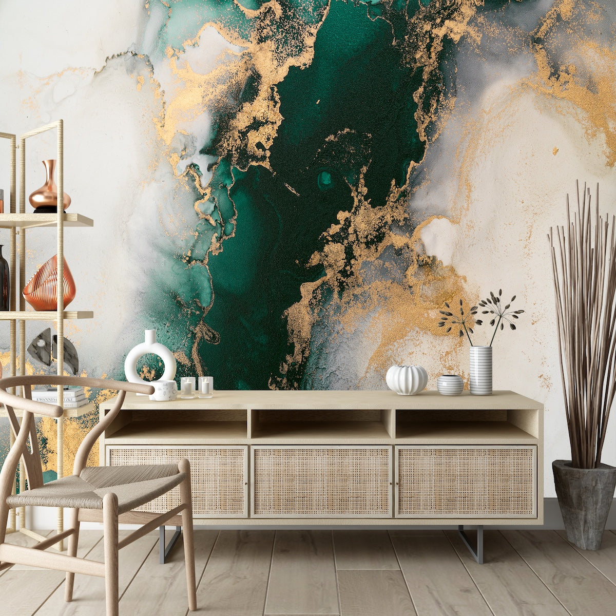 Marmoleado Verde y Dorado