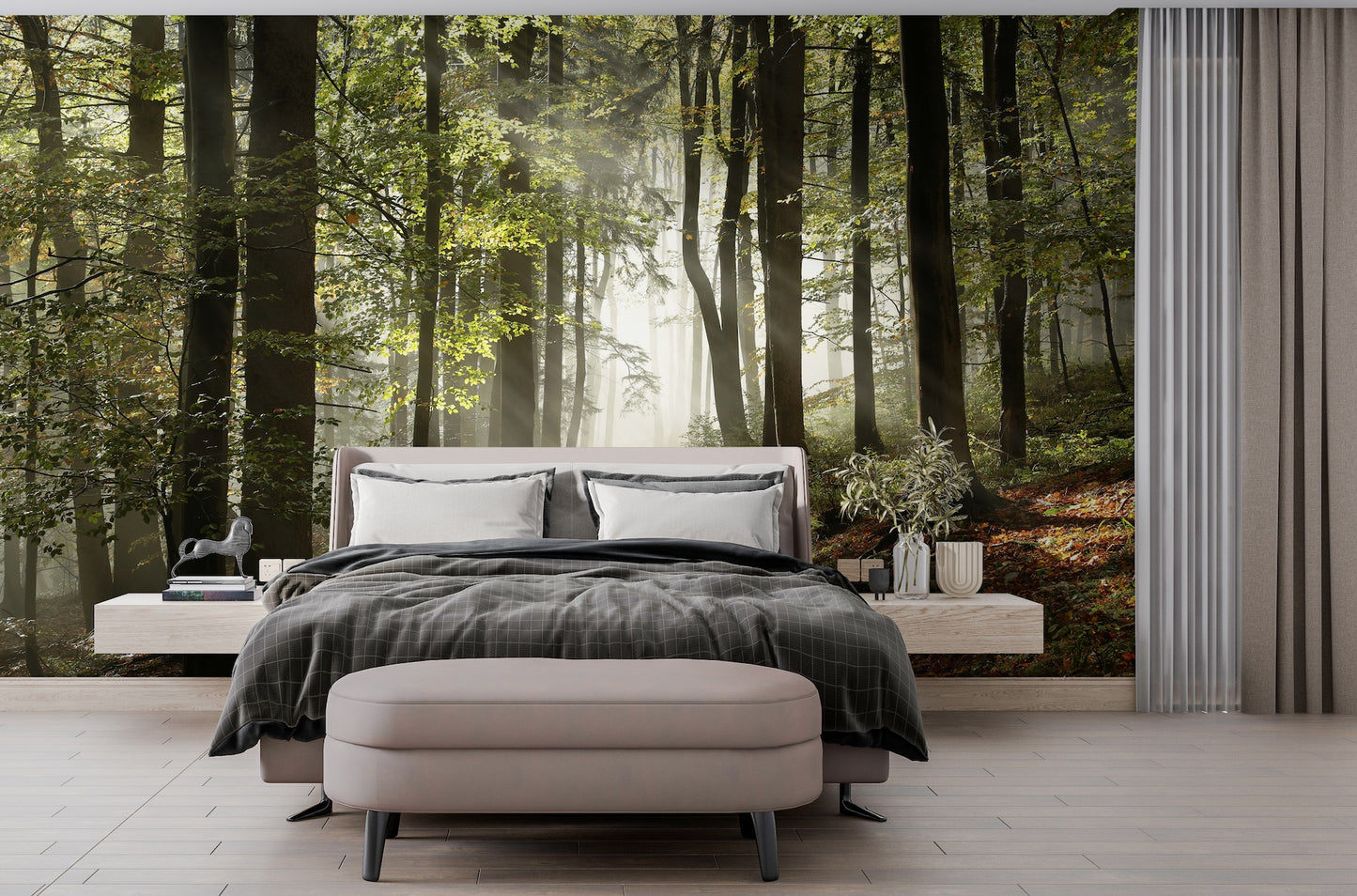 Paisaje Camino Entre Arboles y Bosque