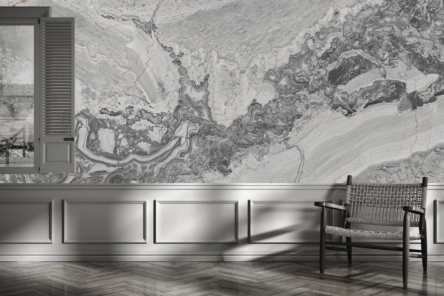 Marmoleado Negro, Gris, Blanco