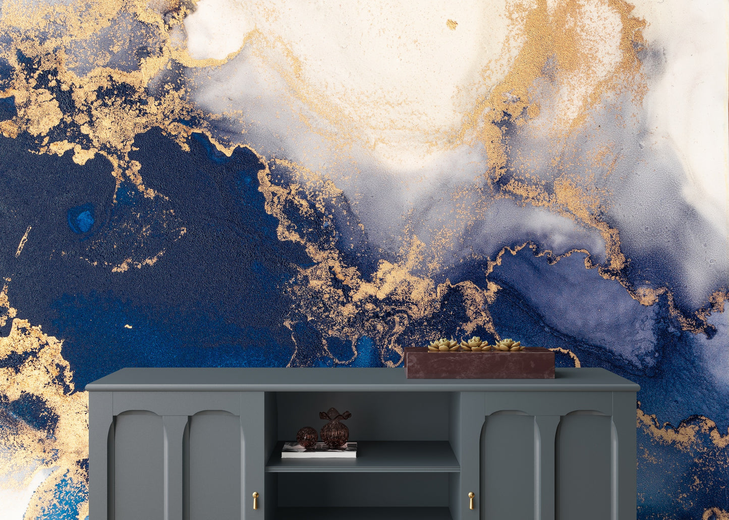 Marmoleado Tonos Azul y Dorado V1