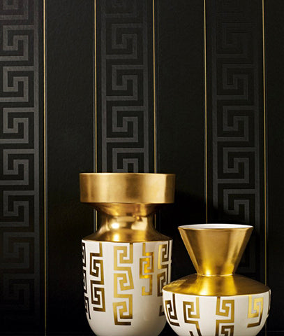 Tapiz Wallpaper Versace Grecas y Líneas - Negro