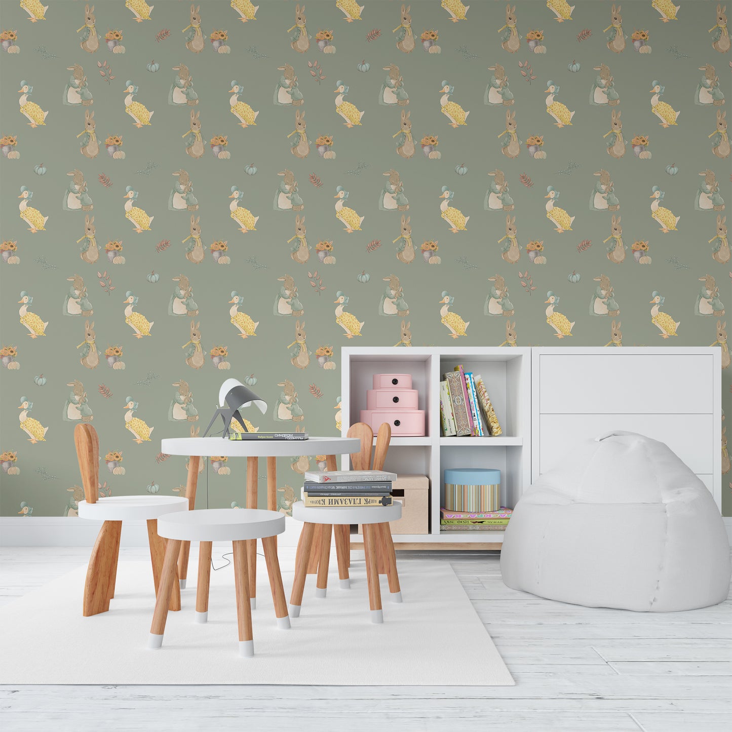 Seamless Momma Duck and mrs. Rabbit Pattern