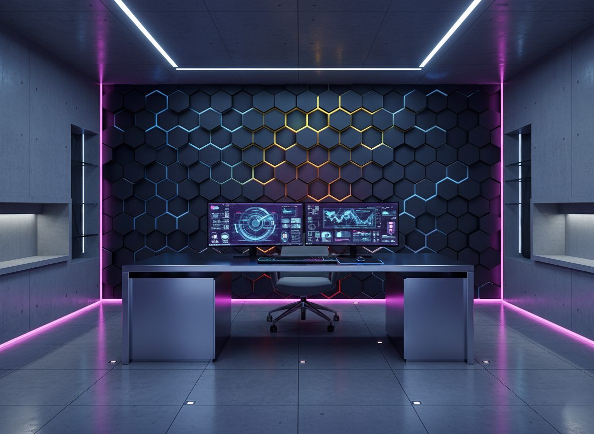 Hexágonos Gamer con Detalles Estilo Neón