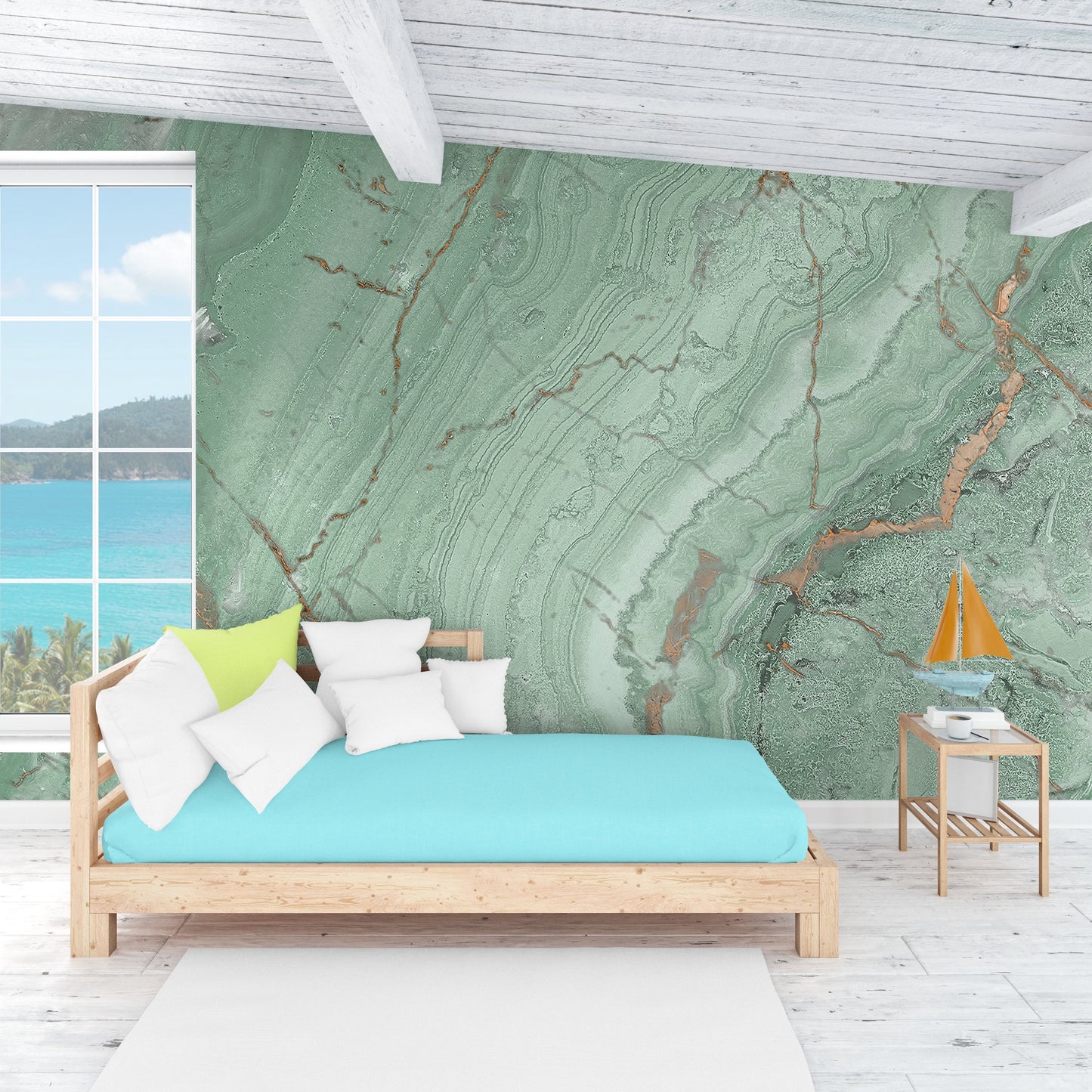 Pale Green & Copper Vein Marble