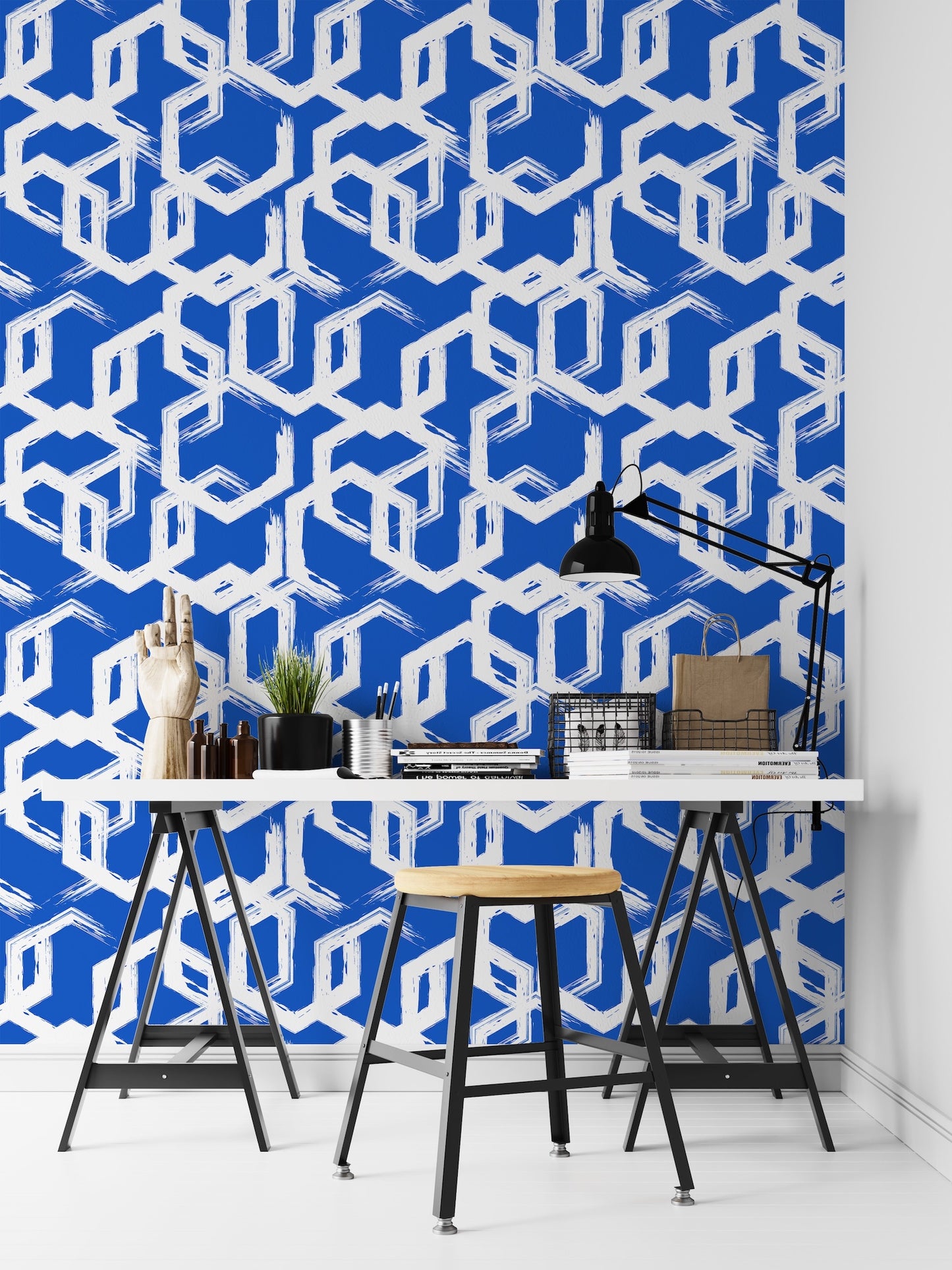 Brochazos Blancos en Forma de Hexágonos