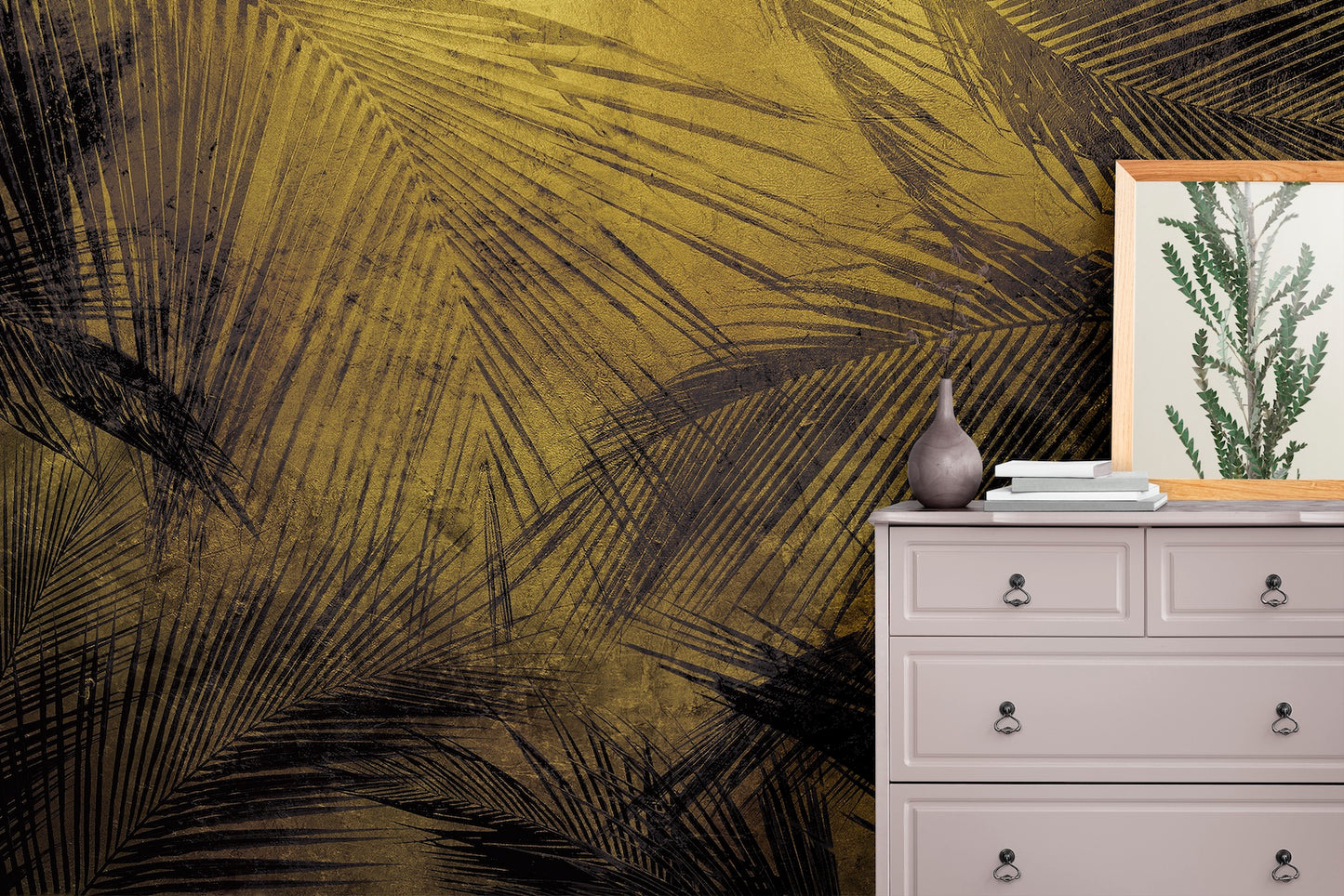 Sombra Palmeras Fondo Dorado