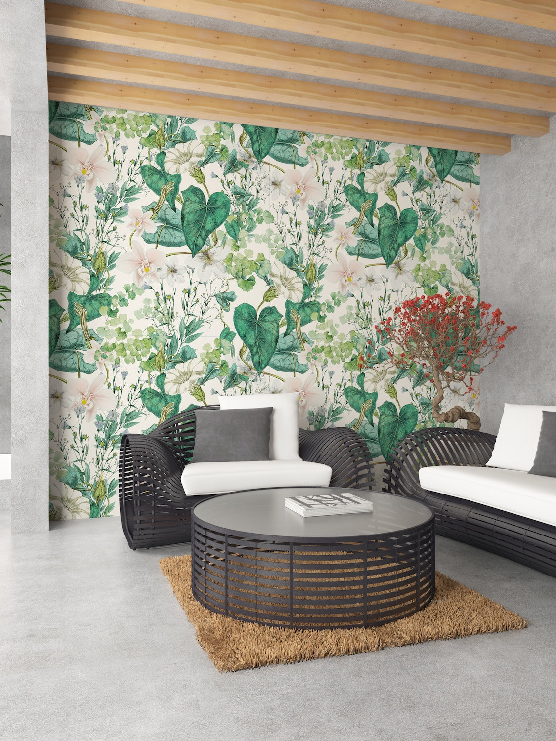 Elegante Patrón Flores y Plantas I