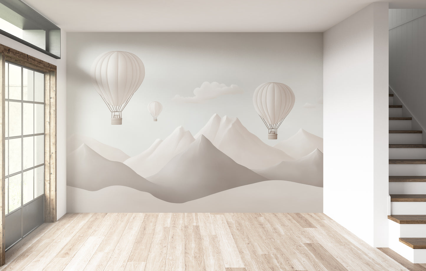 Montañas y Globos Blancos