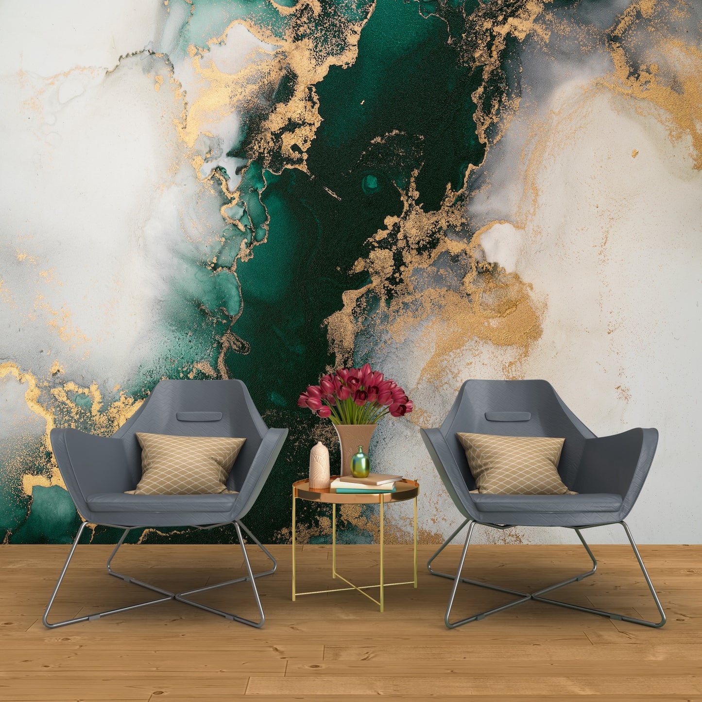 Marmoleado Verde y Dorado