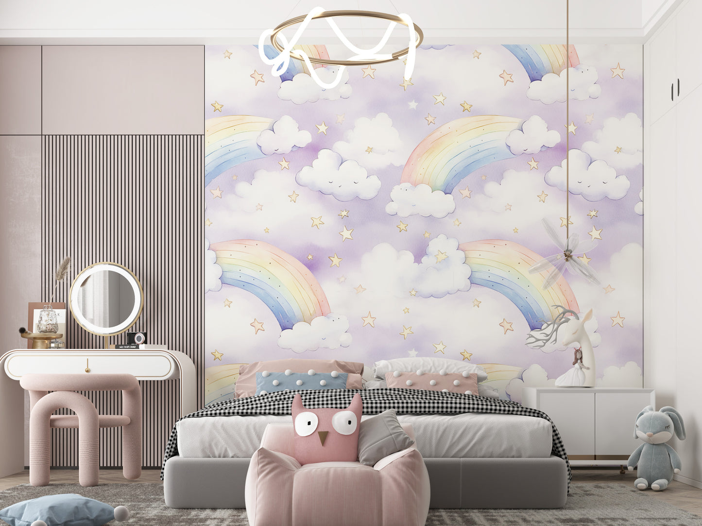 Arcoíris y Nubes Muy Sweet Acuarela