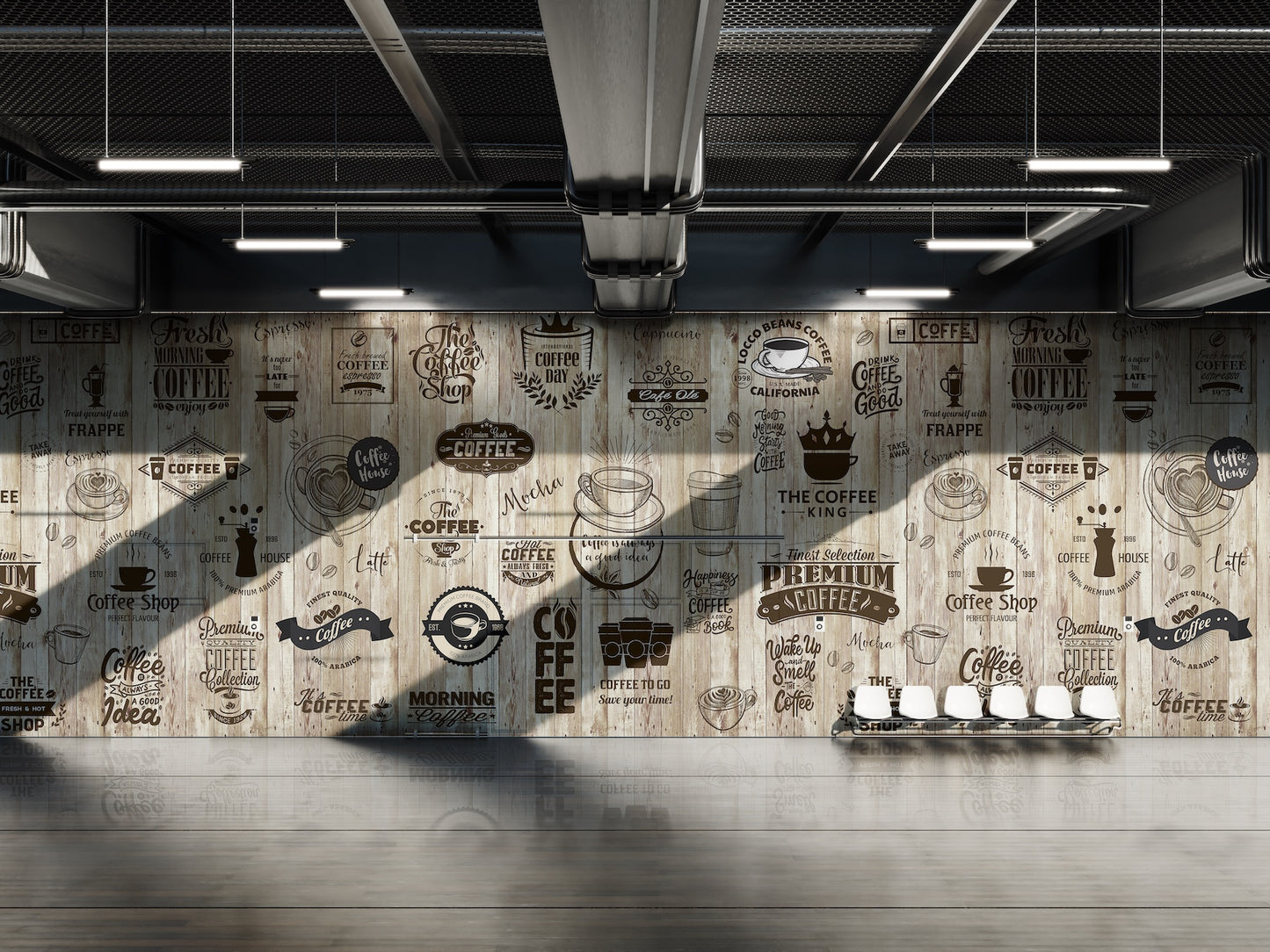 Coffee Shop Logos on Wood