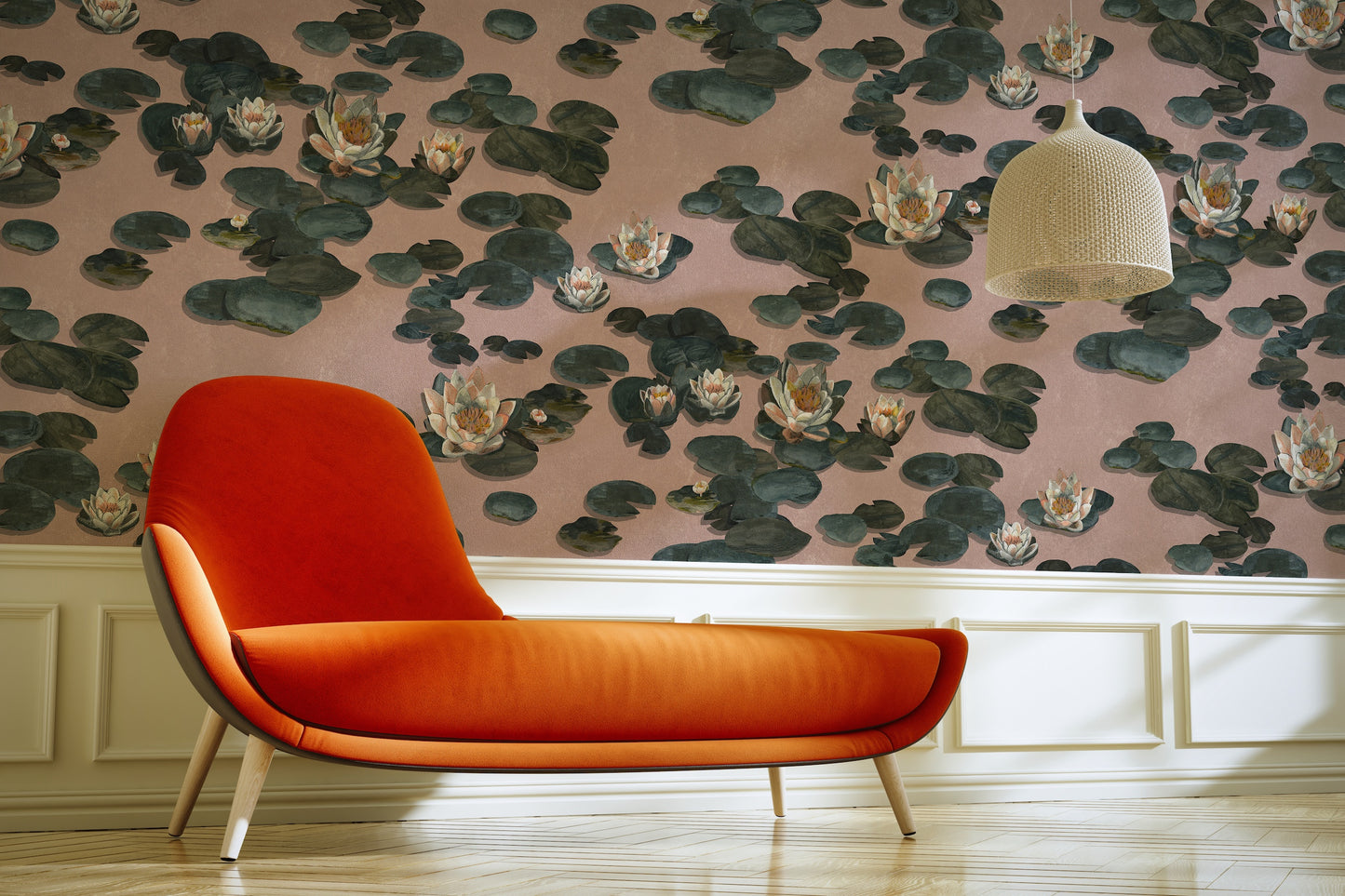 Pintura Flores Lirios de Agua, Rosa