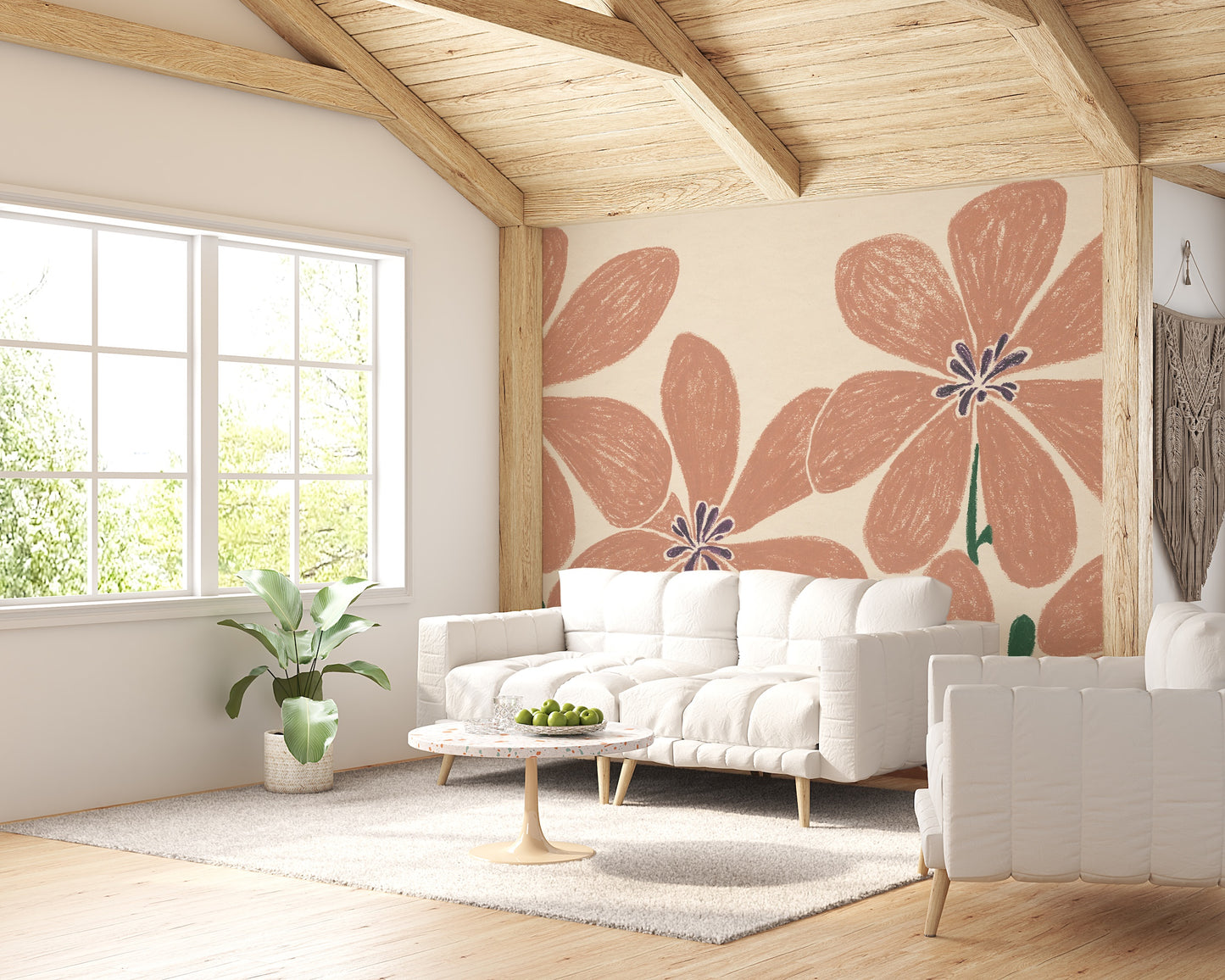 Ilustración Flores Ocre Gigantes