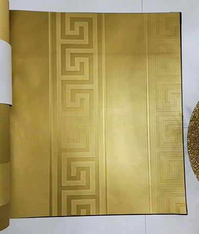 Tapiz Wallpaper Versace Grecas y Líneas - Dorado