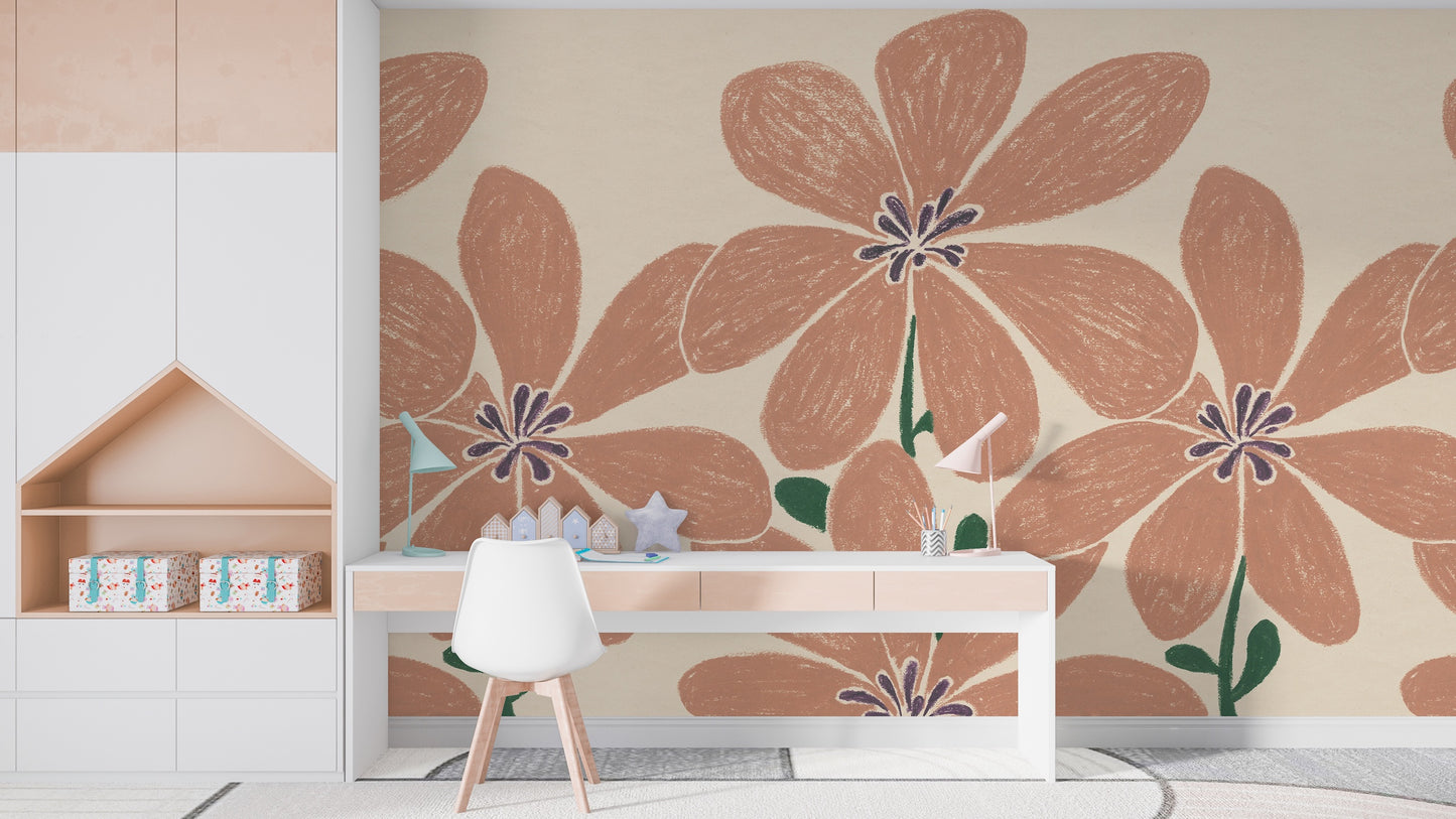 Ilustración Flores Ocre Gigantes