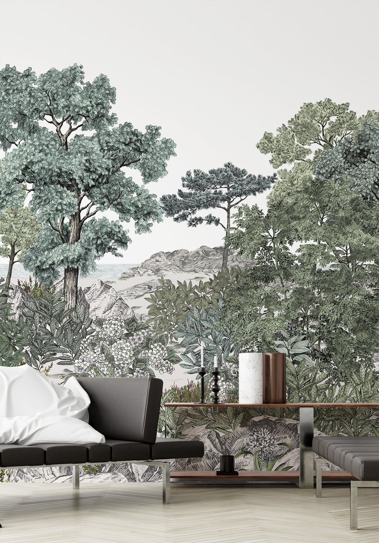 Ilustración Lago y Bosque