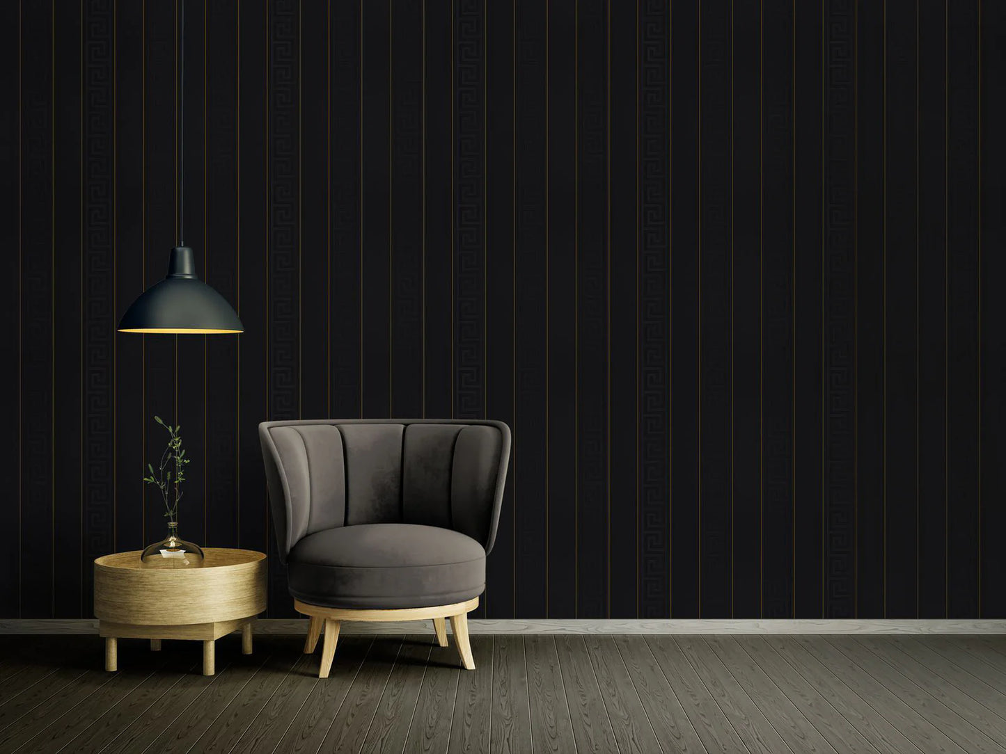 Tapiz Wallpaper Versace Grecas y Líneas - Negro