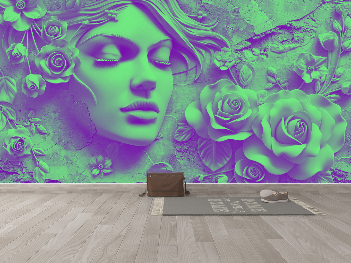 Rostro Dama y Rosas Efecto 3D