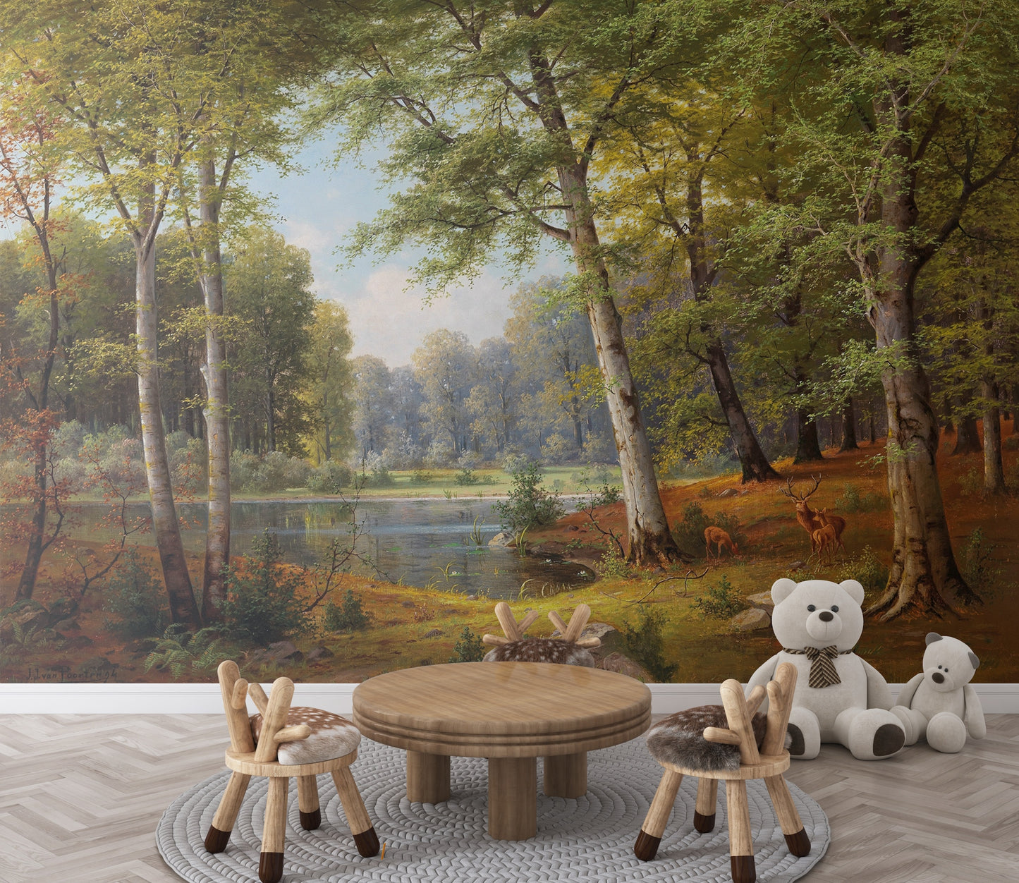 Pintura Paisaje Bosque y Lago