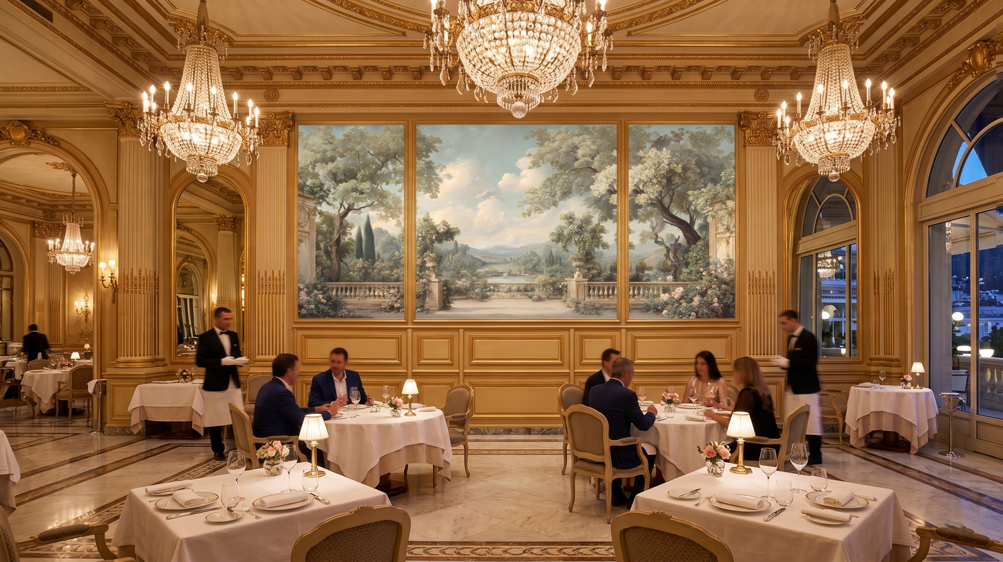 Pintura Al Fresco Villa Italiana y Lago