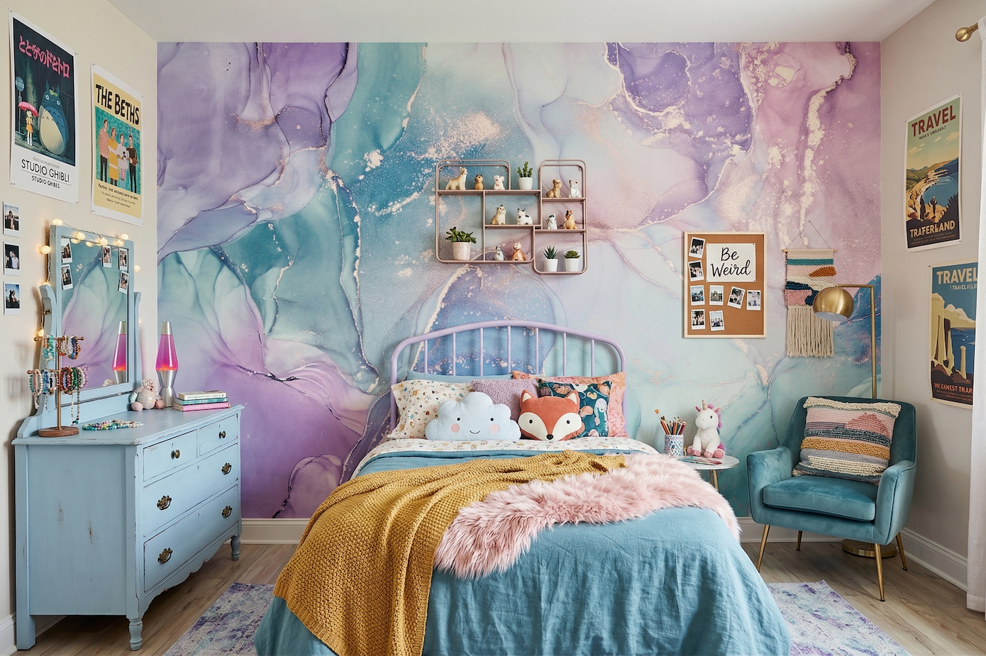 Cool Liquid Lilac Marble Desaturated