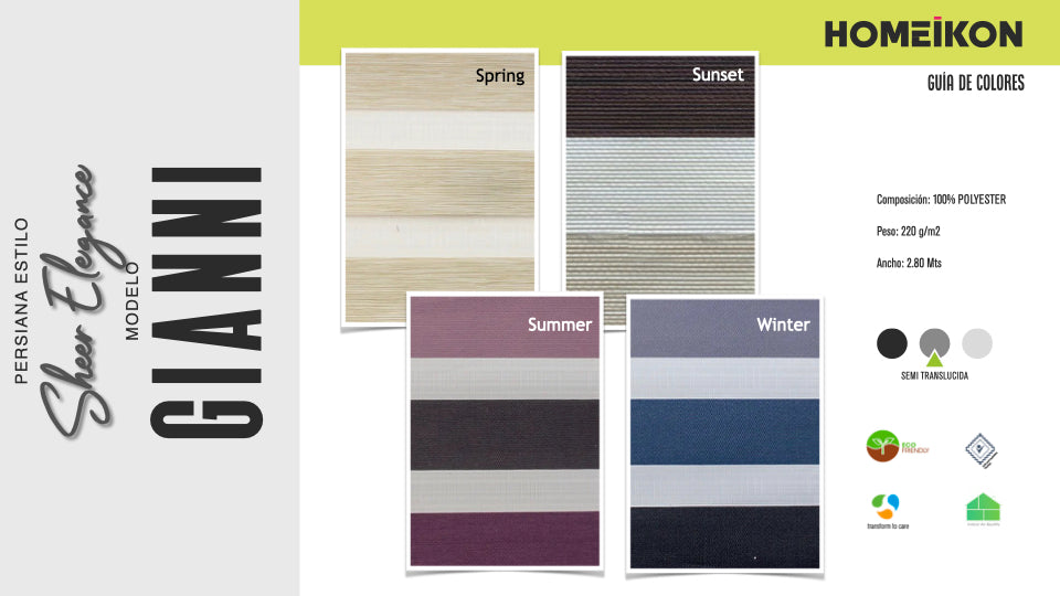 Persiana Sheer Elegance Semi-Traslúcida Gianni