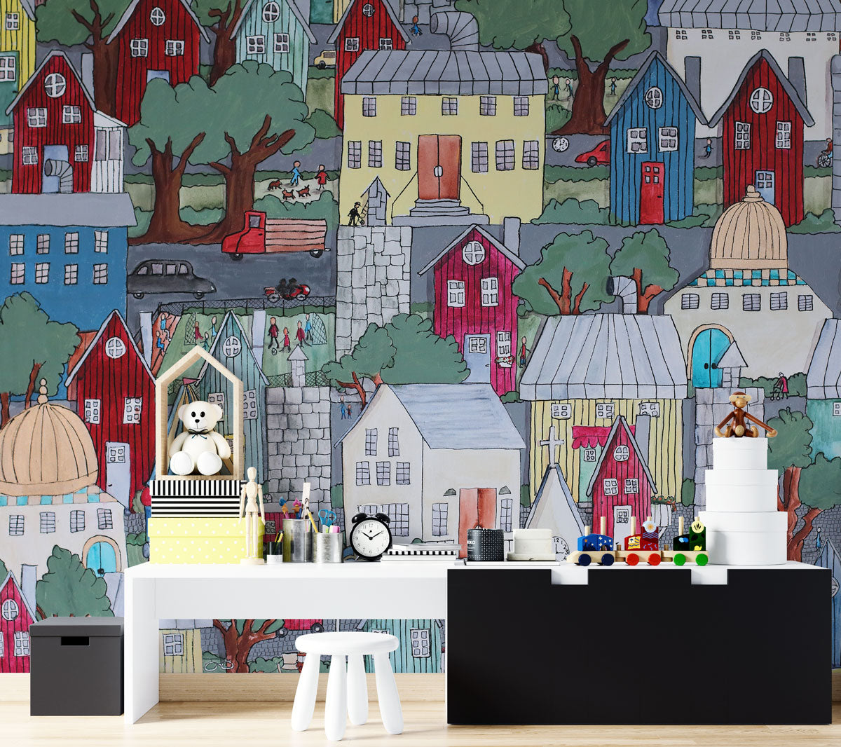 Europrint Small Town Colourful Houses