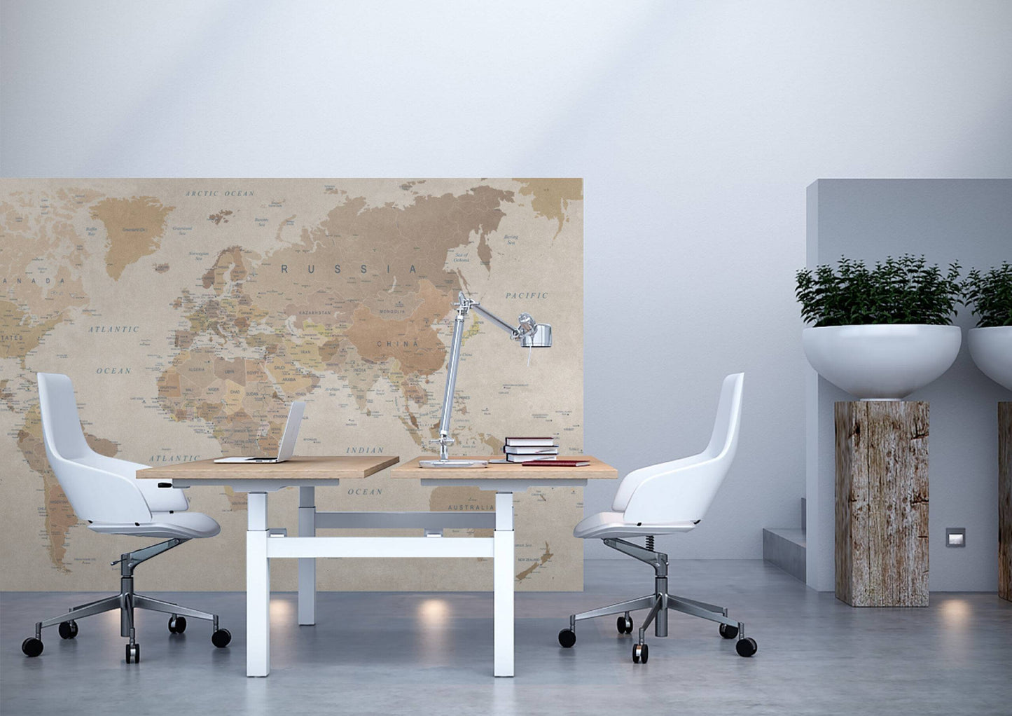 Europrint World Map Earth Tones