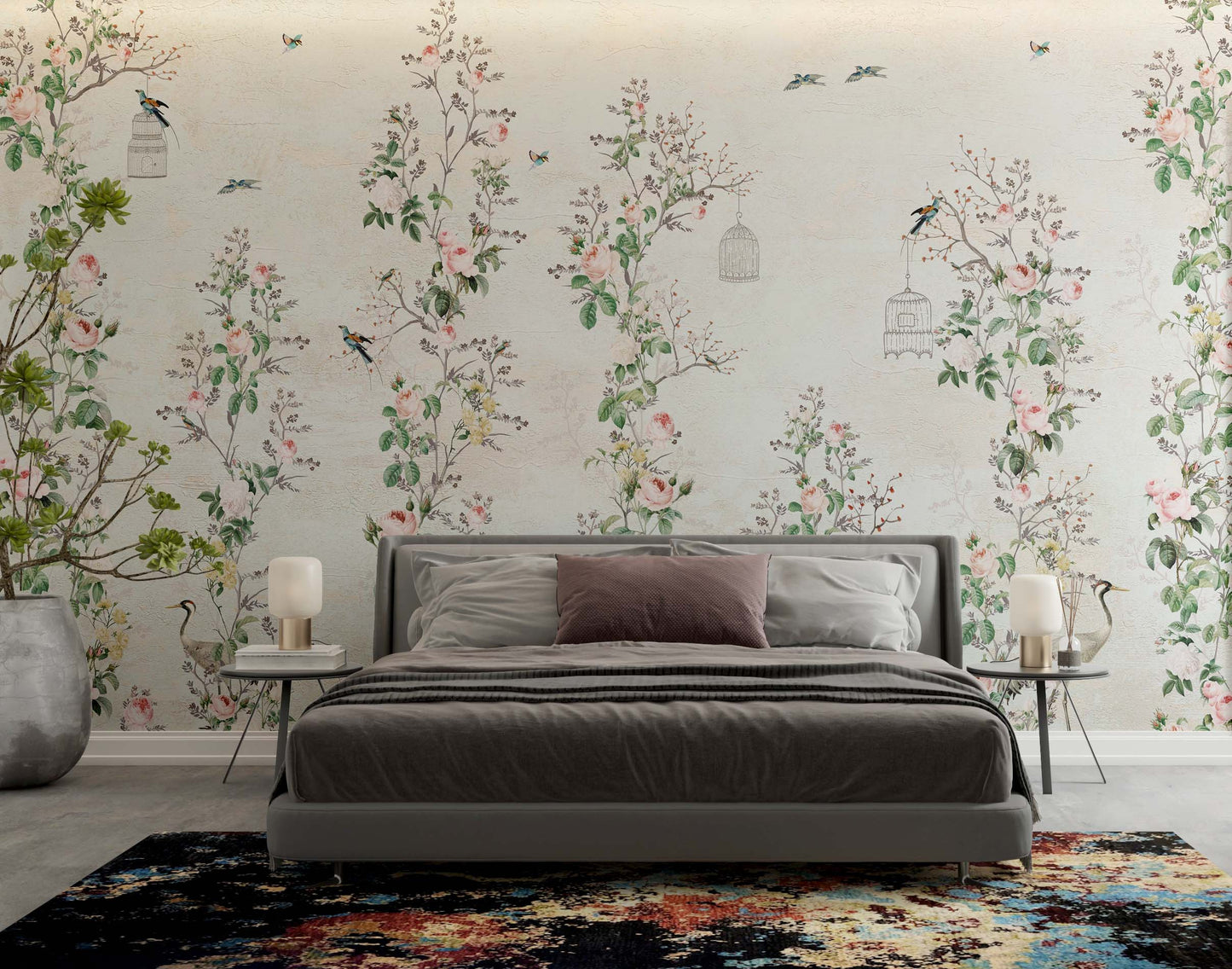 Europrint Plants, Birds and Cages Ivory