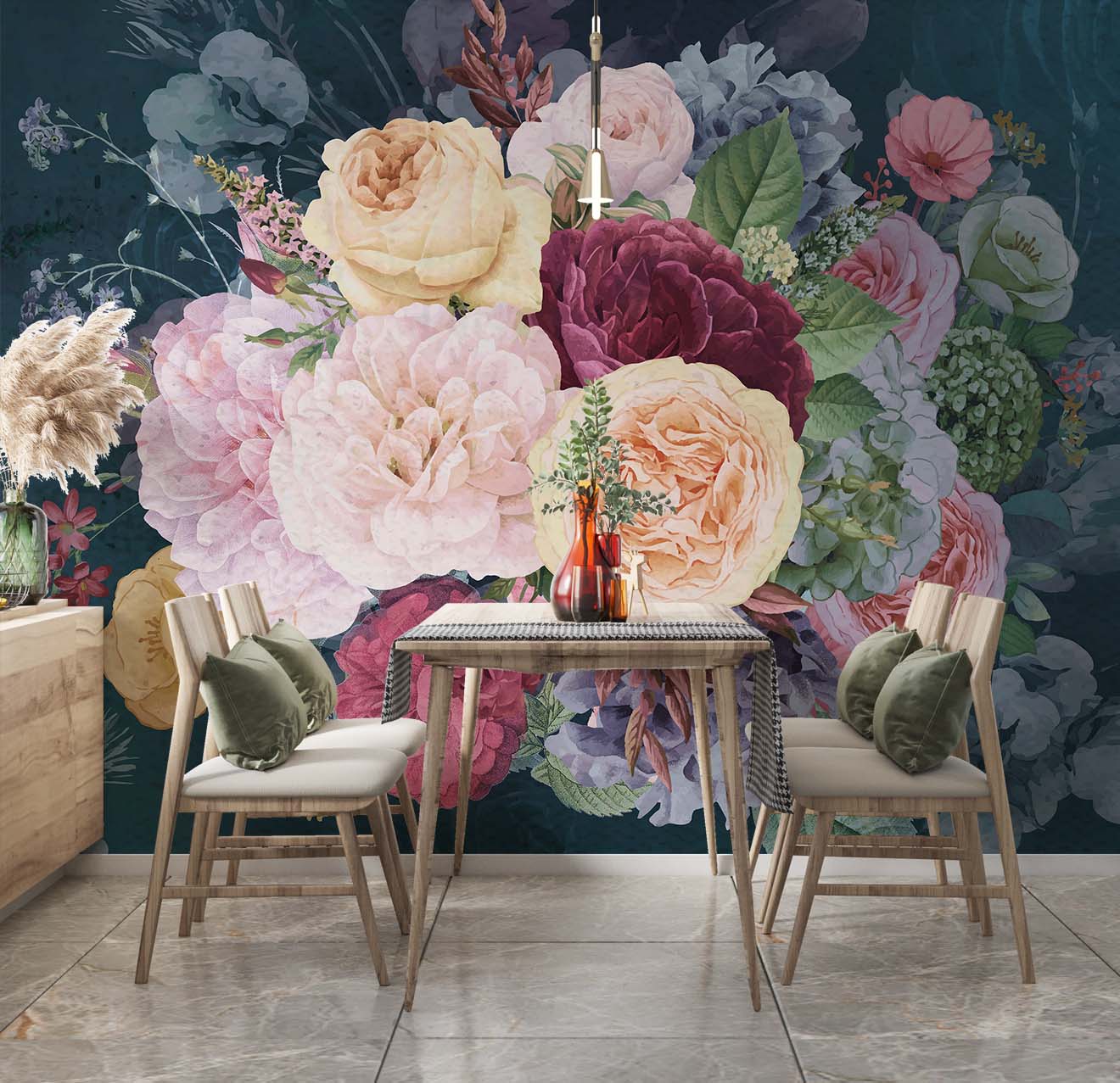 Europrint Arreglo de Flores Fondo Azul