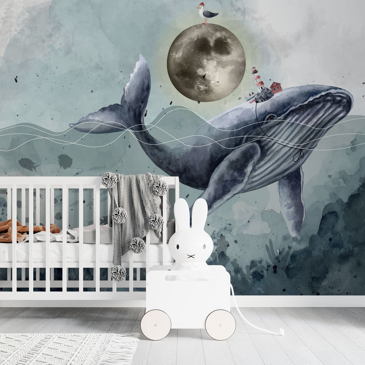 Europrint Whale, Lighthouse, Ocean and Moon