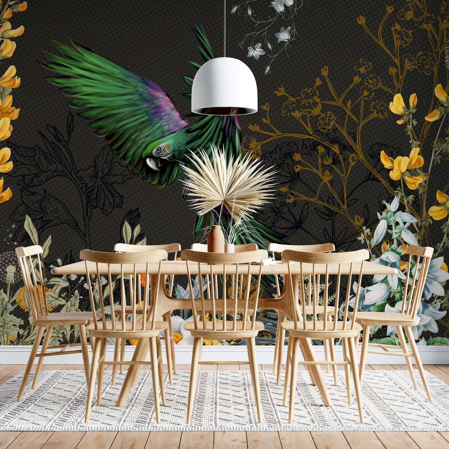 Europrint Parrot and Floral Black