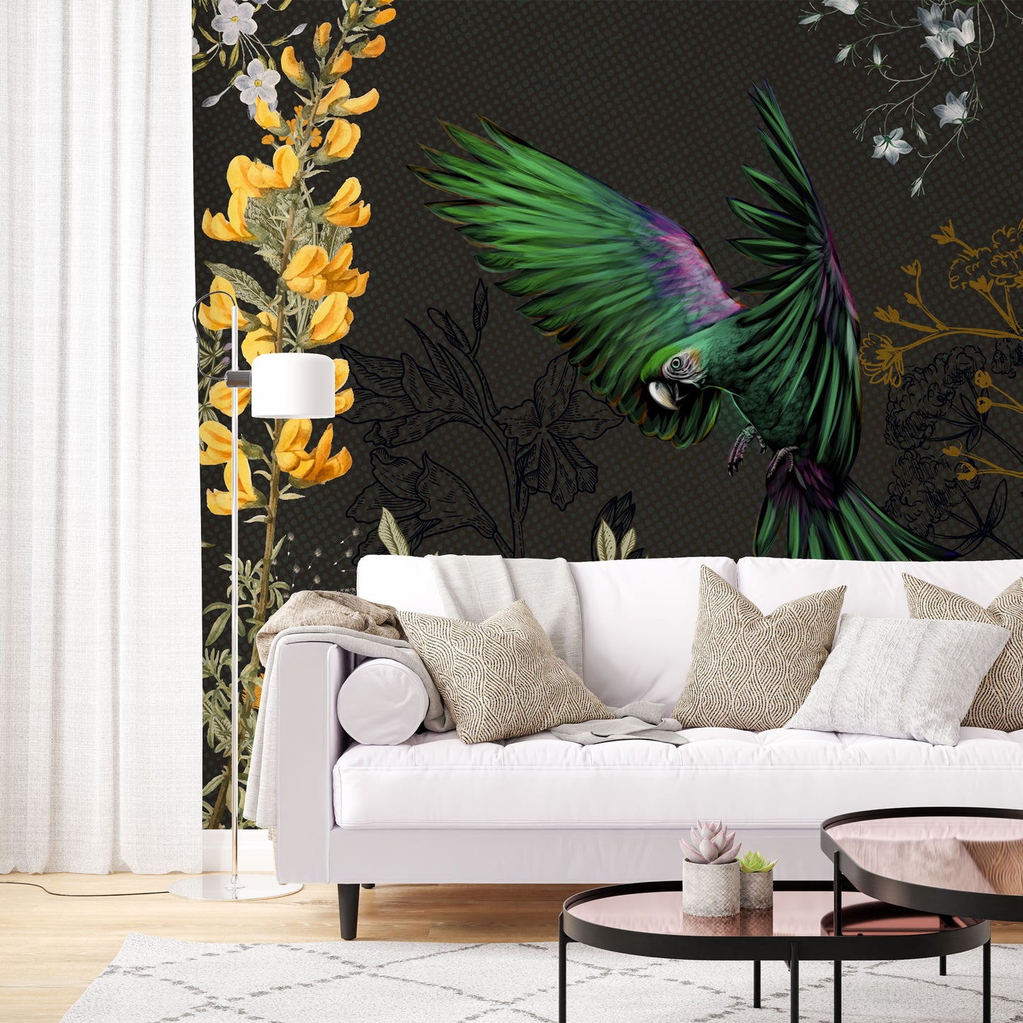 Europrint Parrot and Floral Black