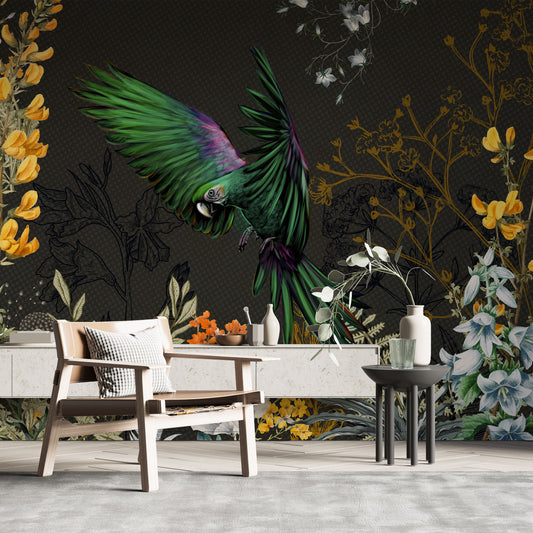 Europrint Parrot and Floral Black