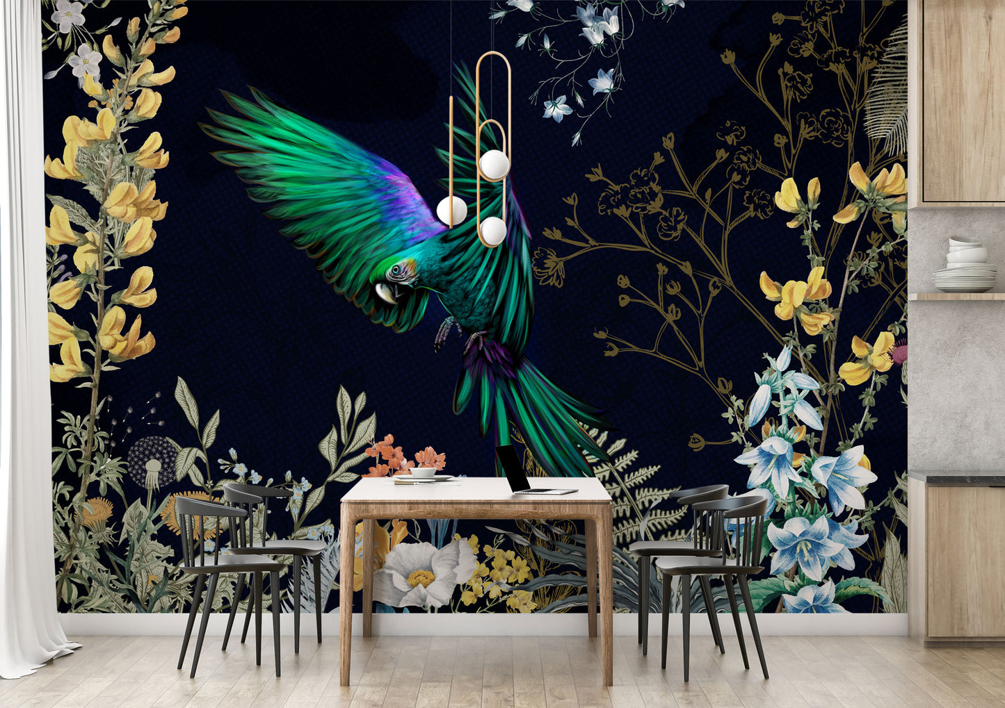 Europrint Parrot and Floral Black