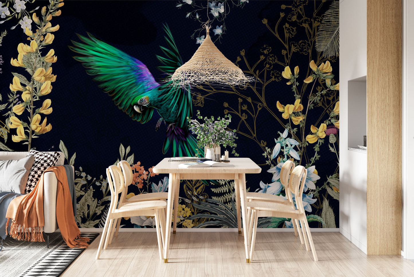 Europrint Parrot and Floral Black