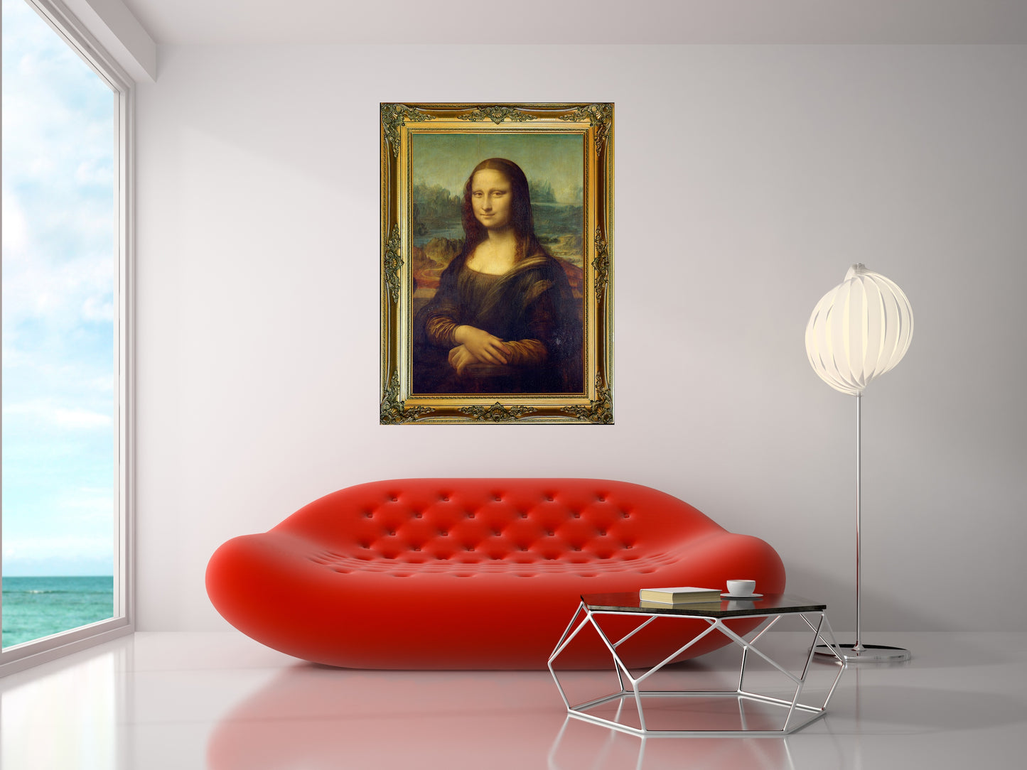 Canvas Mona Lisa con Marco Impreso