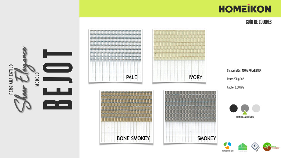 Persiana Sheer Elegance Semi-Traslúcida Bejot