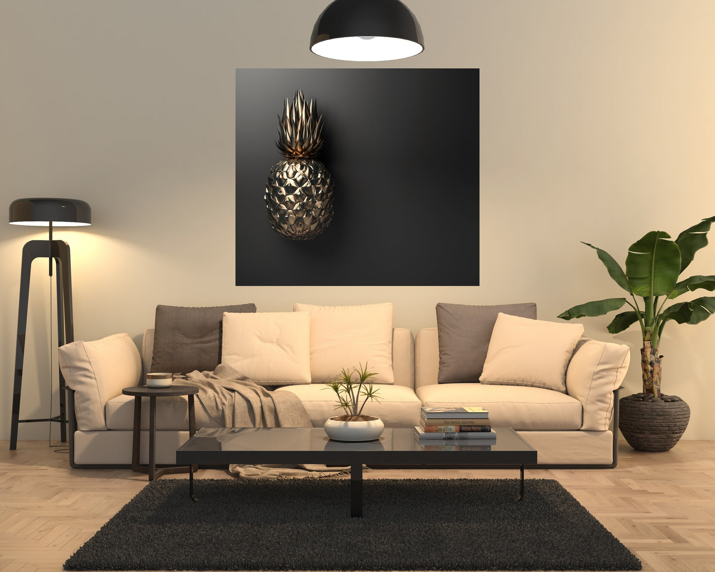 Canvas Decorativo Golden Pineapples