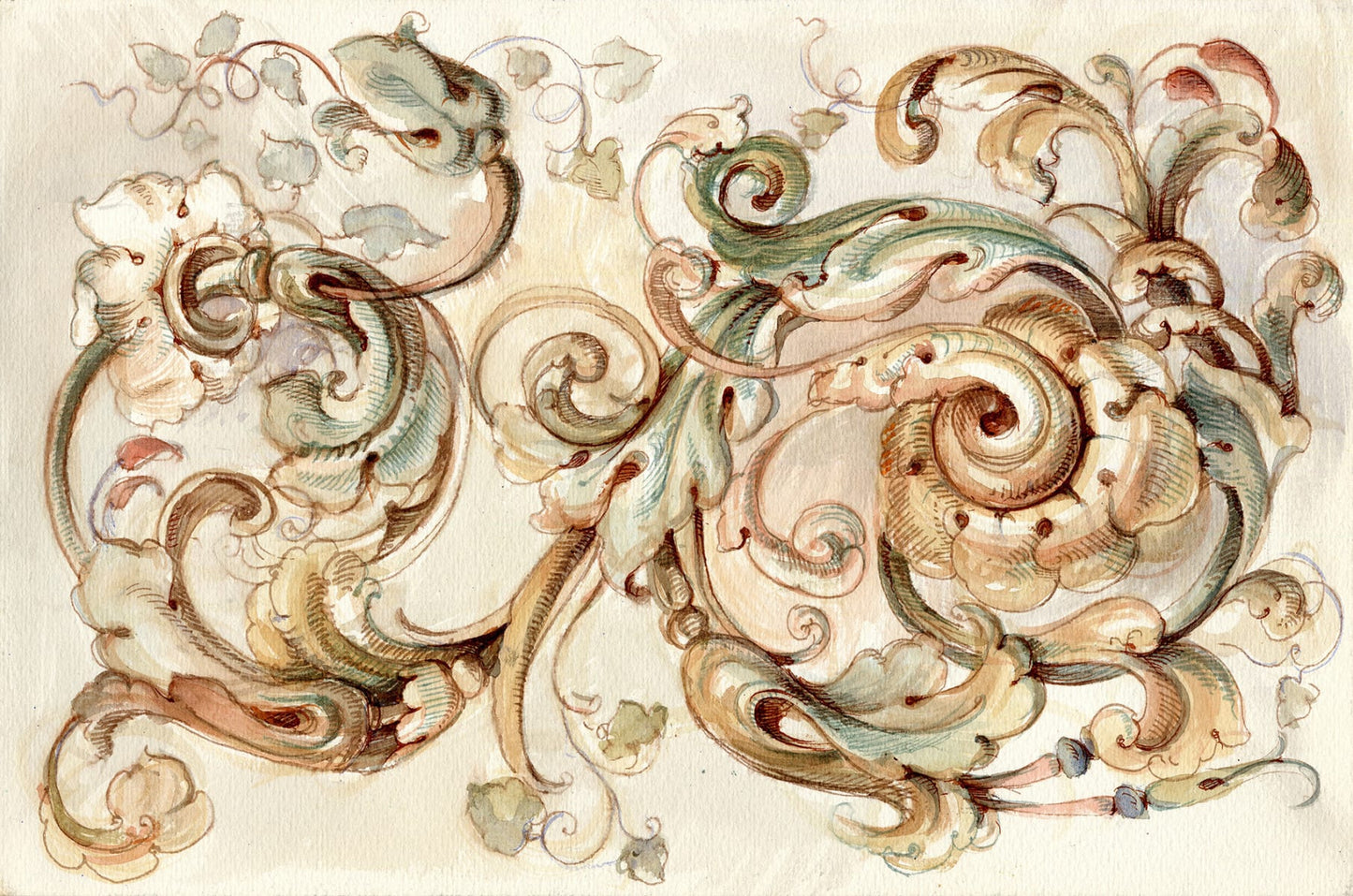 Acuarela Arte Barroco