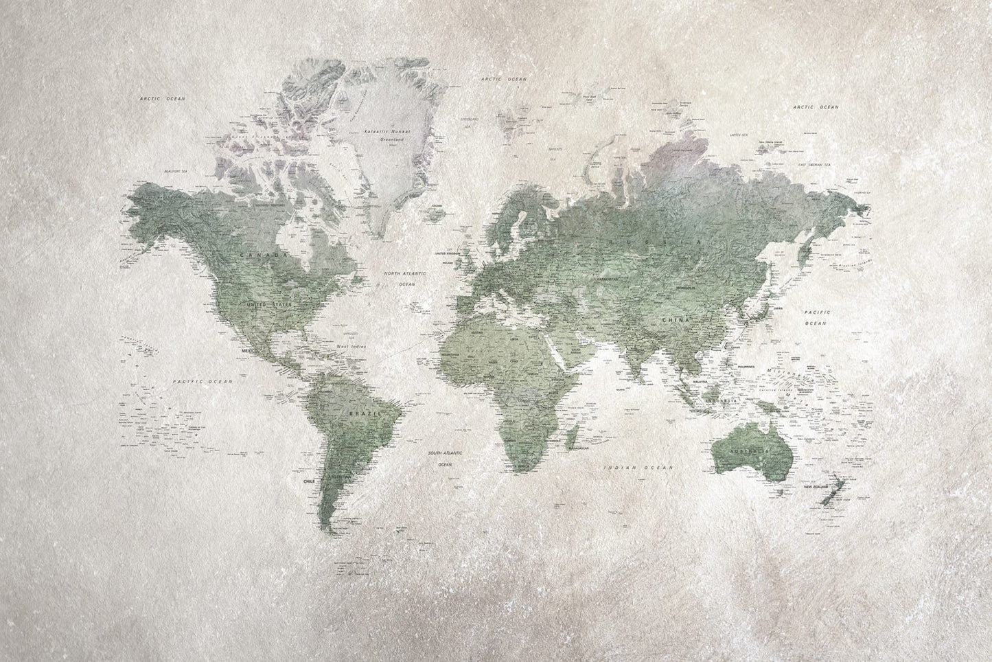 Mapa Mundi Verde Vintage