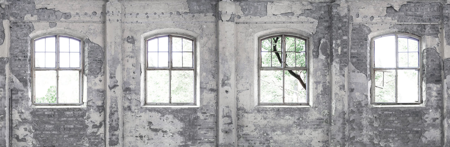 Muros y Ventanales de Fabrica Abandonada Beige