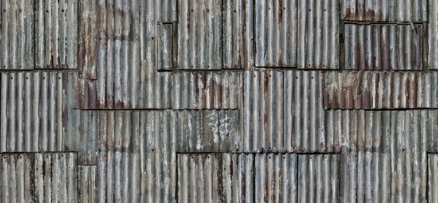 Láminas de Metal Corrugado Viejo y Oxidado