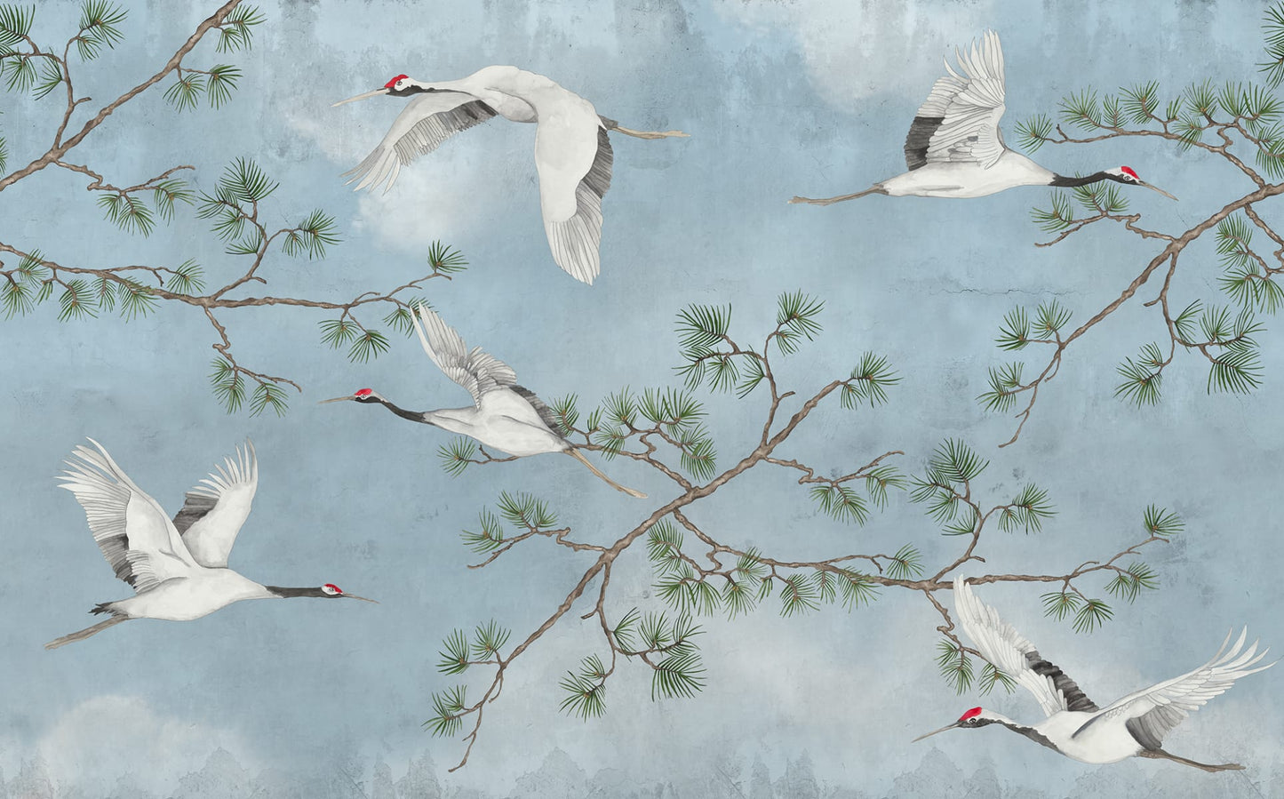 Majestic Cranes, Blue