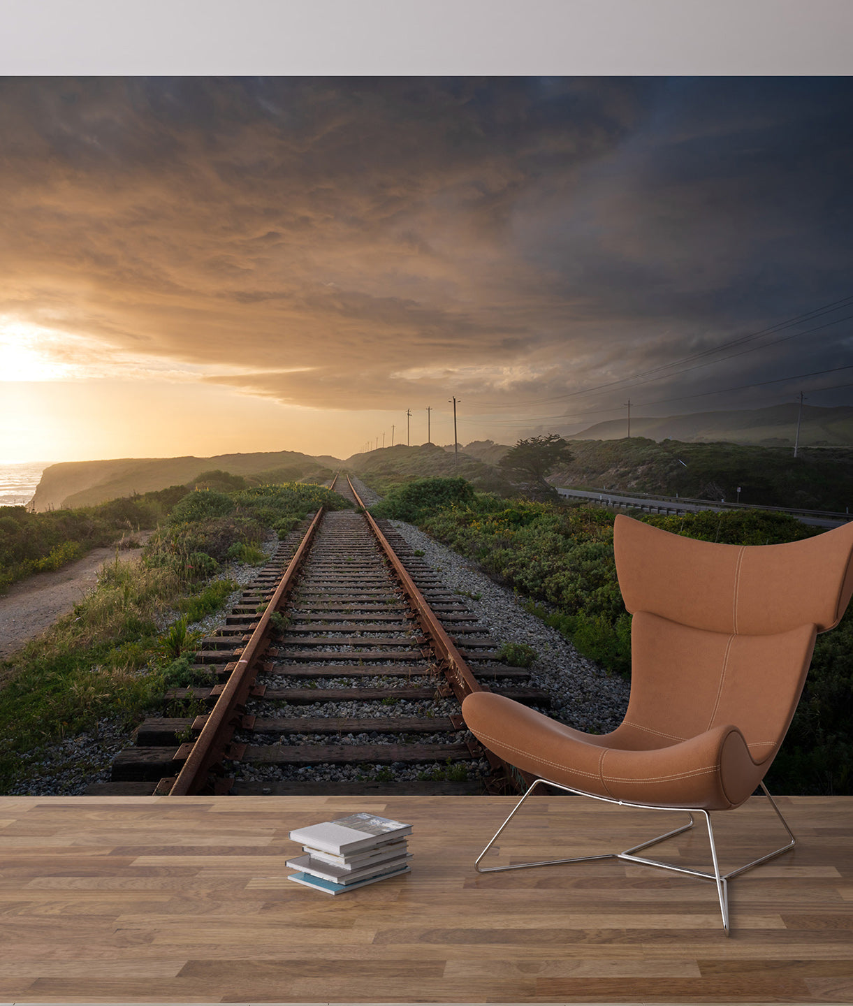 Railroad Tracks at Sunset
