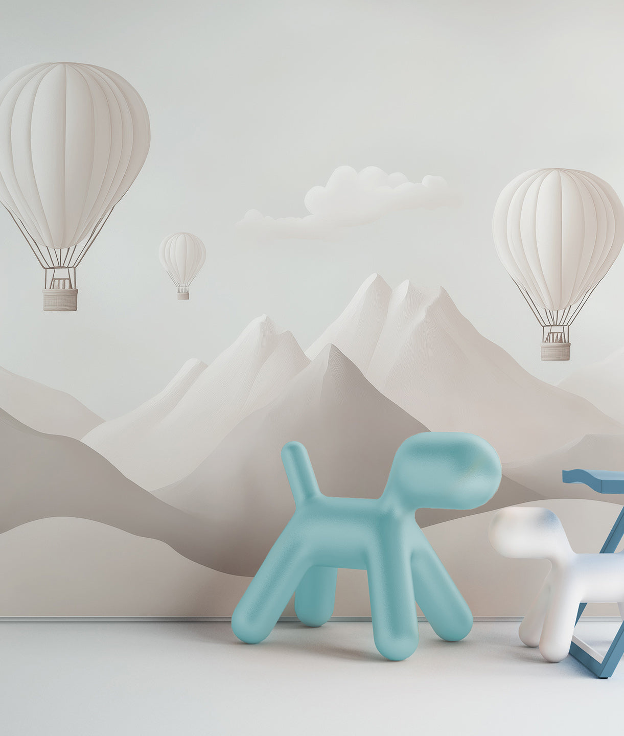 Montañas y Globos Blancos
