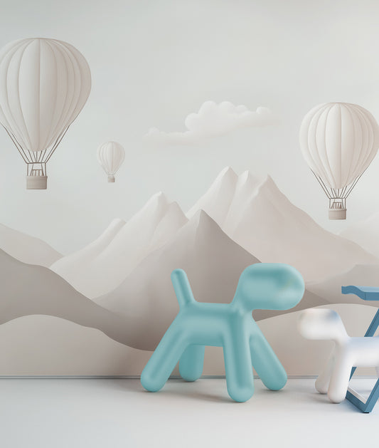 Montañas y Globos Blancos