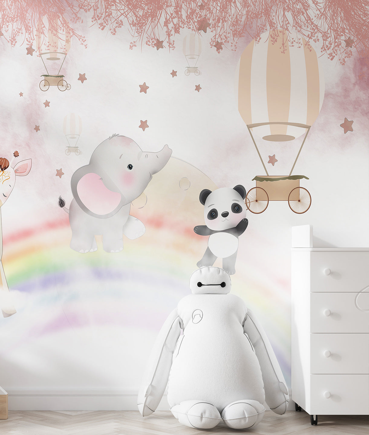 Arcoíris y Animalitos Fondo Rosa